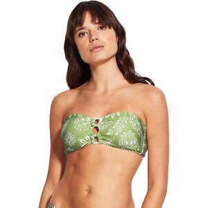 Seafolly Folklore Bandeau Bra Green Tea AUS 12 (US Womens 8)
